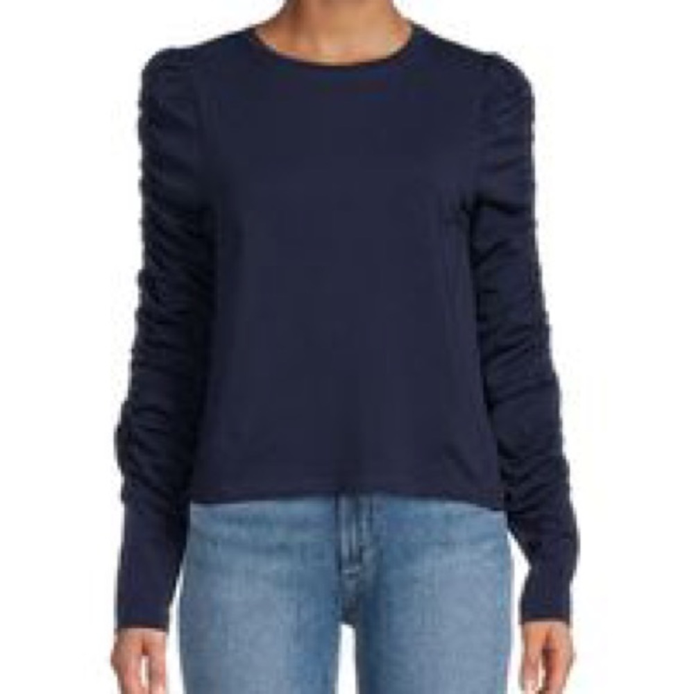 NWT Walter baker Dot Ruched Long Sleeve Top